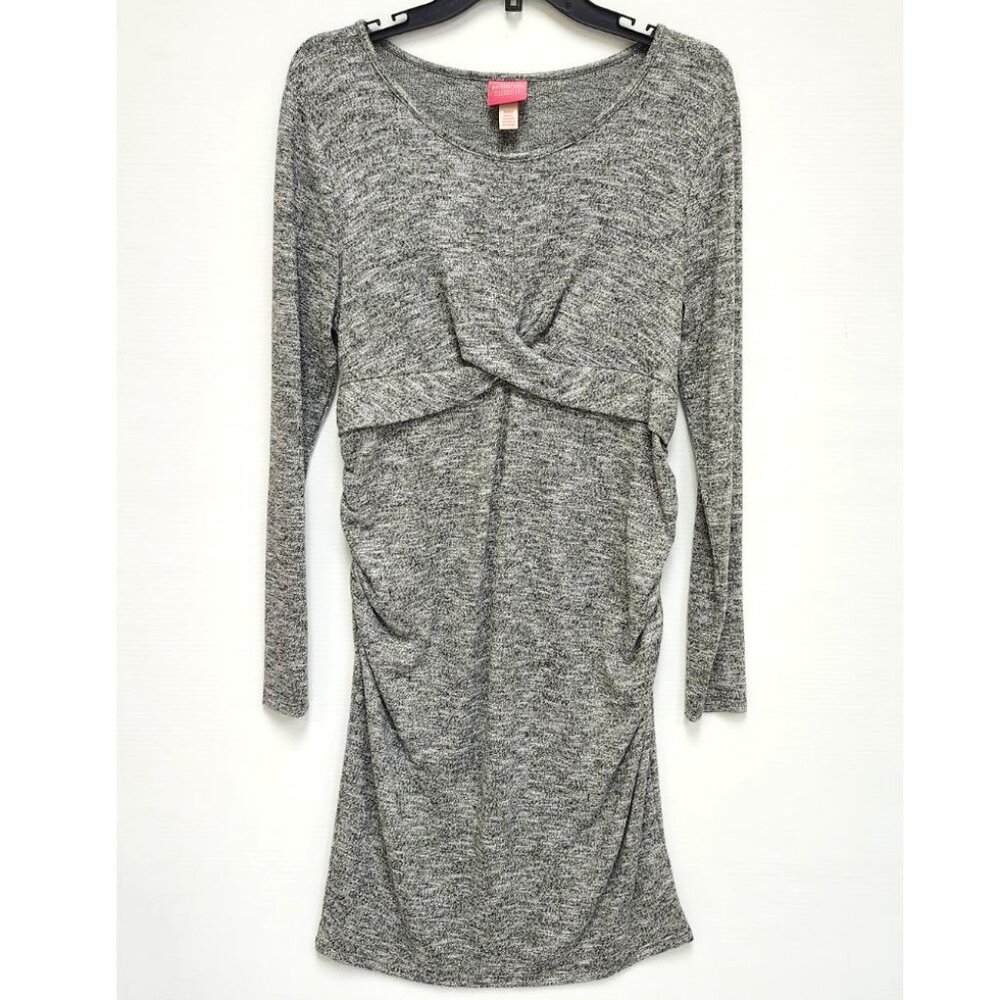 Paisley Sky Women's Soft Grey Long Sleeved Midi Maternity Dress Size M & L